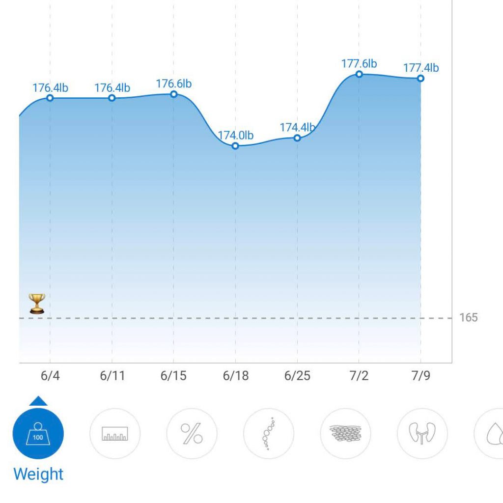 screenshot of weight progress