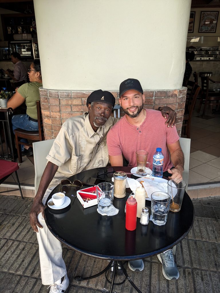 Alberto and I having coffee.